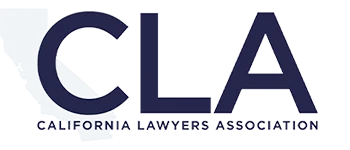 Logo with large letters “CLA” above the words “California Lawyers Association” on a light background. Subtle outline of California state on the left.